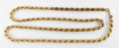 Lot 746 - A 9ct yellow gold rope twist necklace, length...