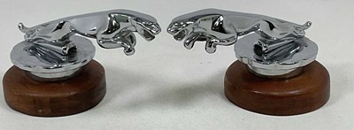 Lot 29 - Two vintage chrome Jaguar car mascots, each...