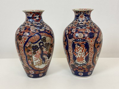 Lot 150 - A pair of 19th century Japanese Imari baluster...