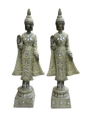 Lot 537 - A pair of decorative modern resin Thai figures,...