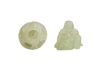 Lot 1079 - A small modern Chinese carved green hardstone...