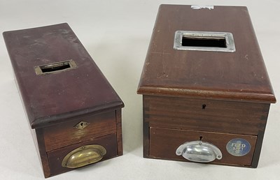 Lot 57 - Two vintage wooden cash drawers with working...