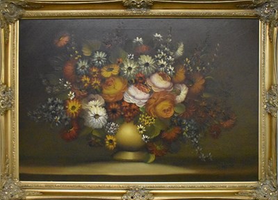 Lot 207 - K LARSEN; a modern oil on canvas, still life...