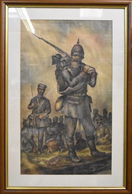 Lot 225 - GEORGE NEW; watercolour, battlefield scene,...