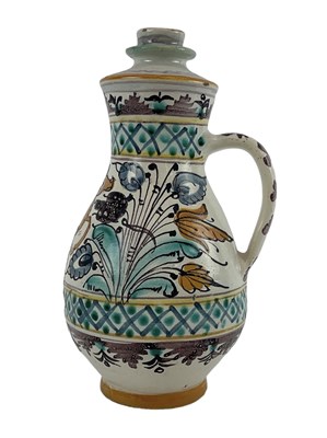 Lot 442 - A Portuguese majolica ware hand painted ewer,...