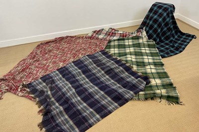 Lot 84 - Five vintage woollen travel blankets, one by...