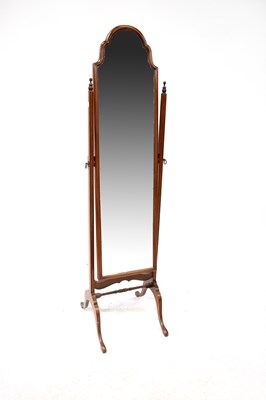 Lot 83 - An Edwardian-style slender shaped top cheval mirror