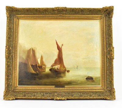 Lot 396 - JAMES WEBB (1825-1895); oil on canvas, harbour...