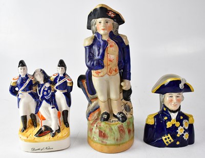 Lot 287 - HORATIO NELSON; three pottery commemorative...