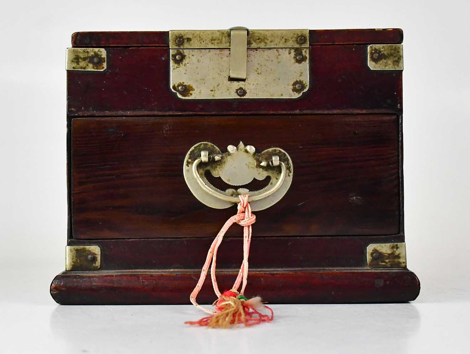 Lot 527 - A small Korean metal bound travelling vanity...