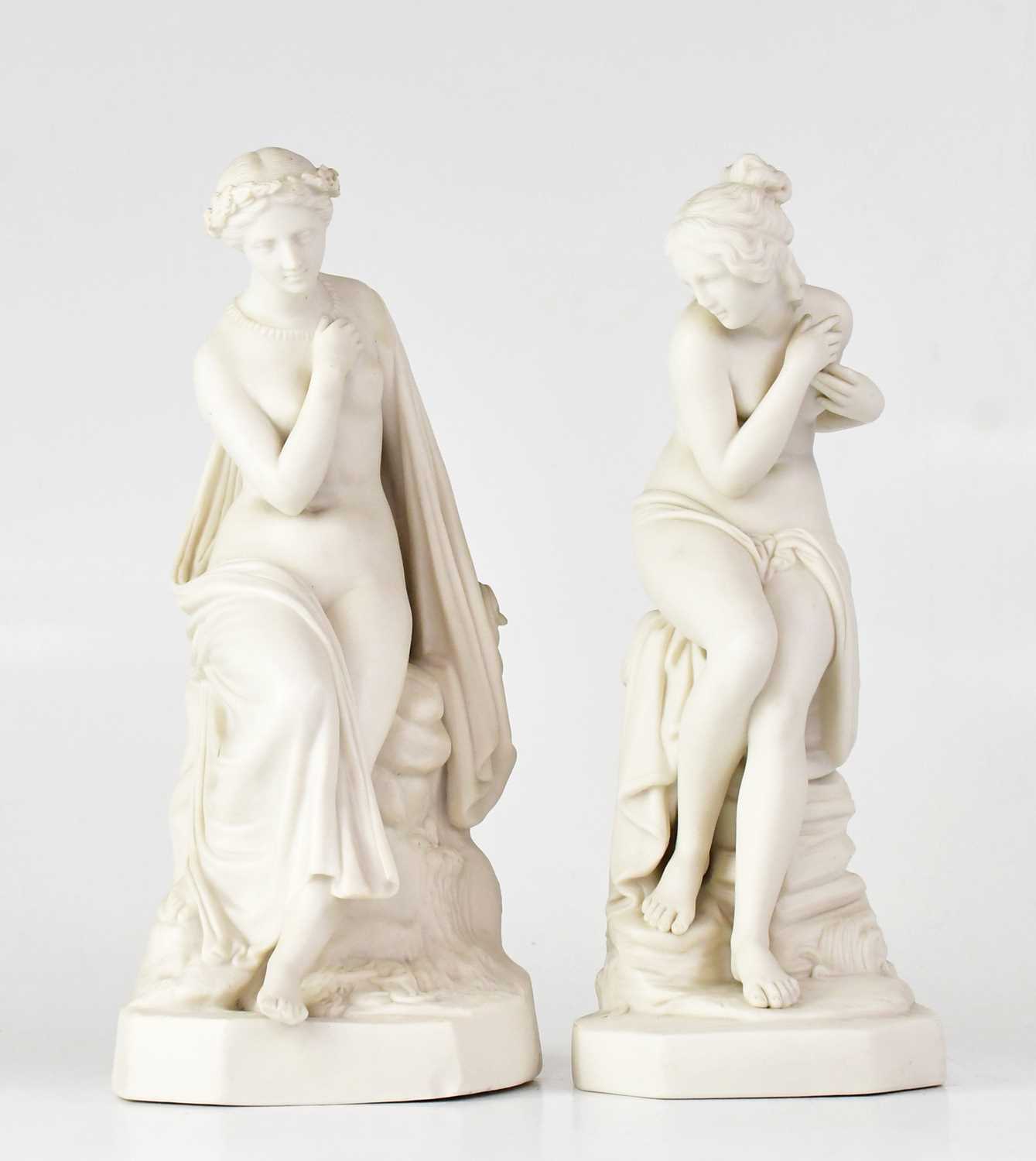 Lot 469 - Two unmarked Parian ware figures of...