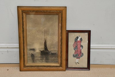 Lot 1690 - WILLIAM MEREDITH; charcoal, boating scene,...