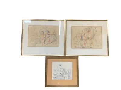 Lot 206 - A pair of 19th century etchings of cherubs,...