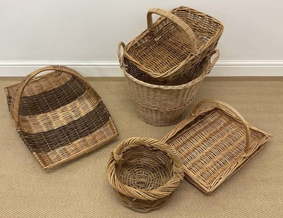 Lot 63 - Five wicker baskets comprising three trugs, a...