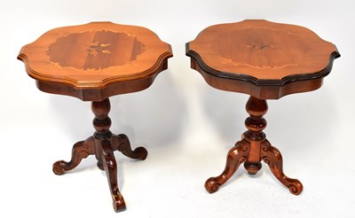 Lot 52 - Four reproduction inlaid occasional tables...