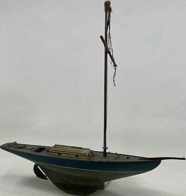 Lot 10 - A mid century wooden pond yacht with painted...