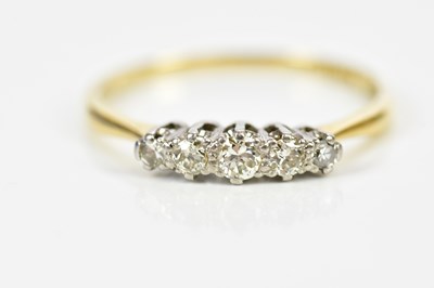 Lot 102 - An 18ct yellow gold diamond and platinum five...