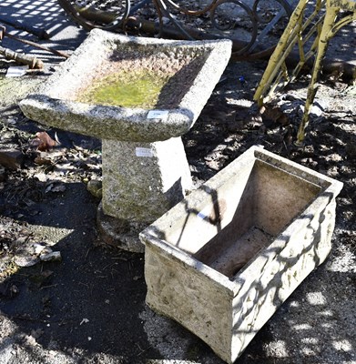 Lot 2706 - A three section stone bird bath, height 40cms,...