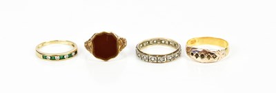 Lot 130 - A 15ct yellow gold carnelian set signet ring...