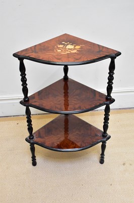 Lot 1205 - A modern walnut effect three tier corner...