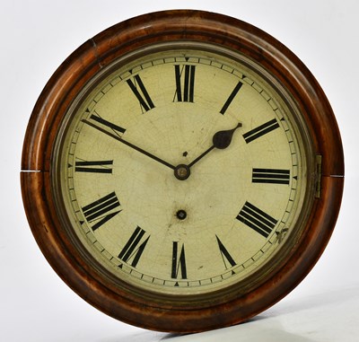 Lot 1310 - A 19th century station type wall clock, the...