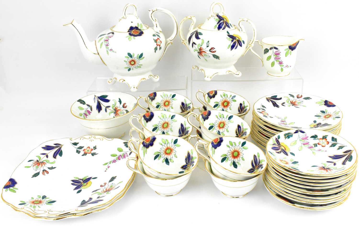 Lot 305 - A forty-two piece Victorian tea set