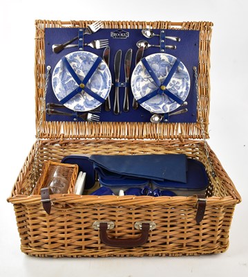 Lot 1469 - BROOKES; a wicker picnic basket with contents.