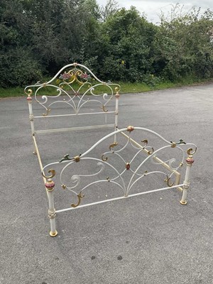 Lot 71 - A Victorian style white painted queen size bed...