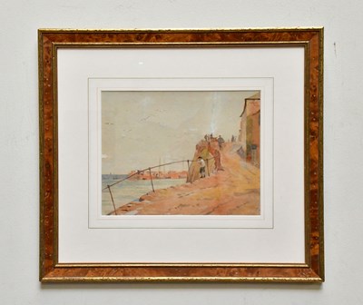 Lot 1685 - JAMES AUMONIER; watercolour, figures beside...