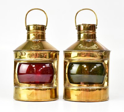 Lot 298 - A pair of brass ships' lights, inscribed 'Port'...