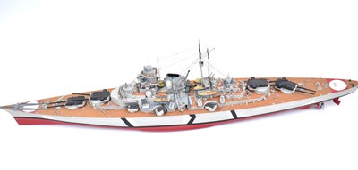 Lot 236 - A large plastic model of a battleship with...