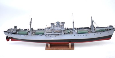 Lot 261 - A large wooden gunship with grey/black body,...