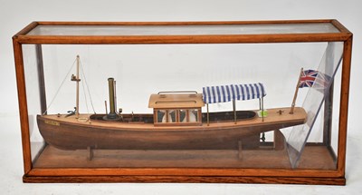 Lot 232 - A wooden model of a steam pleasure boat, in...