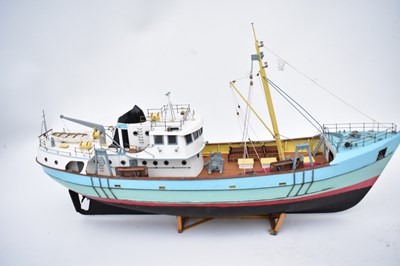 Lot 220 - A wooden and plastic model of a fishing...