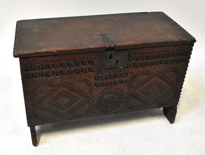 Lot 69 - An 18th century oak coffer of small...