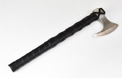 Lot 360 - A re-enactment throwing axe with black leather...