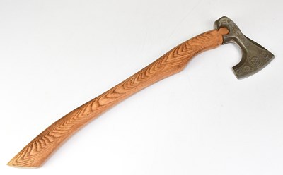 Lot 391 - RAVEN FORGE; a long handled bevelled hatchet...