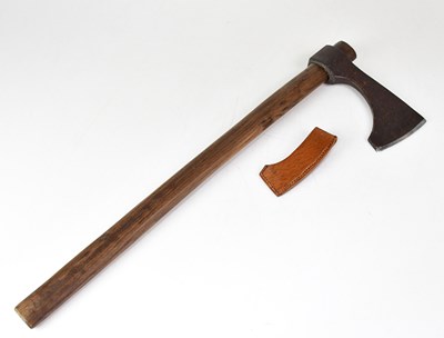 Lot 361 - A re-enactment throwing axe with hand-stitched...