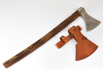 Lot 343 - A re-enactment axe with leather sheath,...