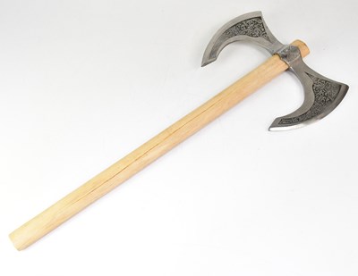 Lot 349 - A re-enactment double bit battle axe with...