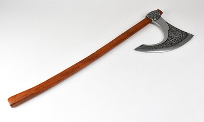 Lot 346 - A re-enactment battle axe with relief moulded...