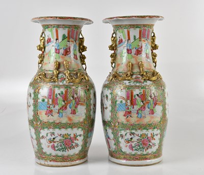 Lot 1008 - A pair of 19th century Chinese Canton vases,...