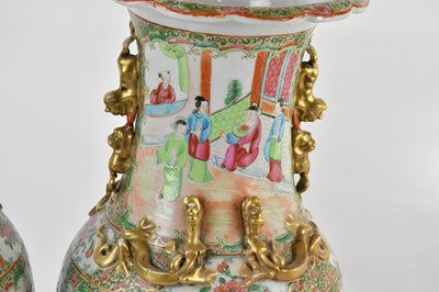 Lot 1008 - A pair of 19th century Chinese Canton vases,...