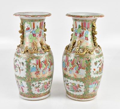 Lot 1008 - A pair of 19th century Chinese Canton vases,...