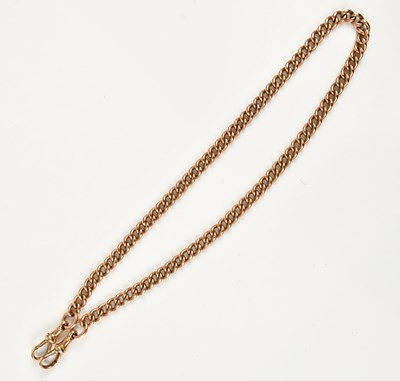 Lot 221 - A Victorian 9ct rose gold Albert chain, length...