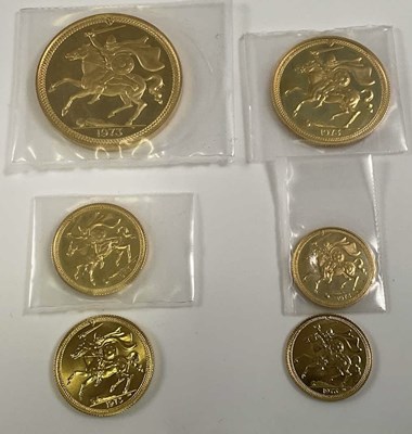 Lot 1390 - POBJOY MINT; a 1973 gold coin set, Isle of Man,...