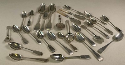 Lot 1437 - A collection of silver flatware, mainly mixed...