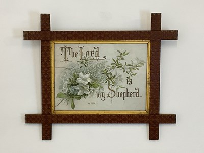 Lot 59 - A bible verse print, 'The Lord is my Shepherd',...