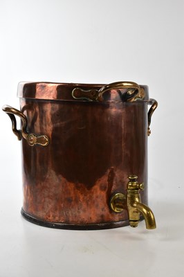 Lot 1570 - A Victorian copper and brass lidded tea urn,...