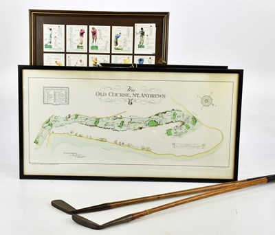 Lot 1140 - GOLFING INTEREST; two vintage golf clubs...